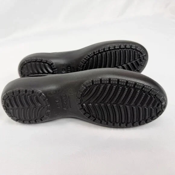 NEW Crocs Womens Size 10 Kadee Ballet Flats Black Rubber Water Sandals Shoes - Picture 7 of 7